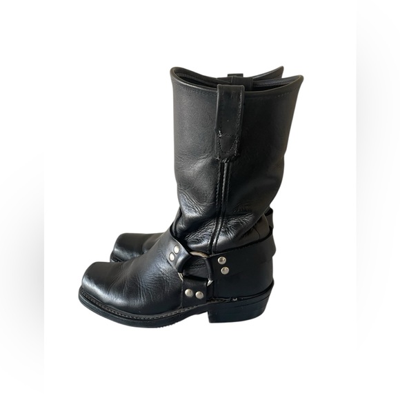 Double H 7 Black Leather Harness Boots Biker Motorcycle
